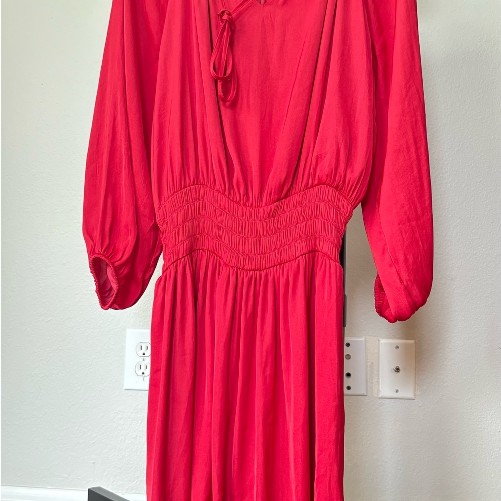 Elegant Red Long-Sleeve Dress